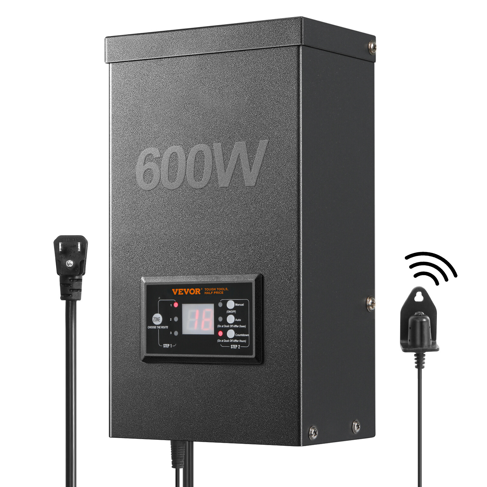 VEVOR 600/300/200/120W Low Voltage Landscape Transformer with Photocell Sensor
