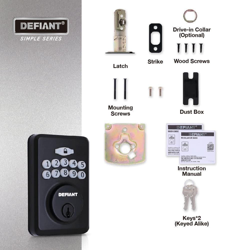 Defiant Radius Matte Black Single Cylinder Electronic Keypad Deadbolt Lock