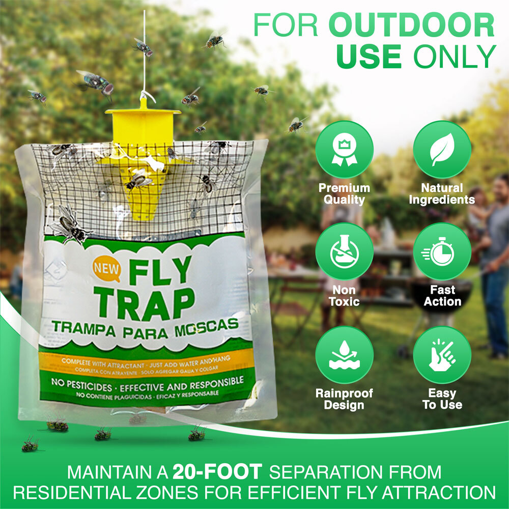 outdoor disposable fly traps to keep outdoor ranches free from annoying fly