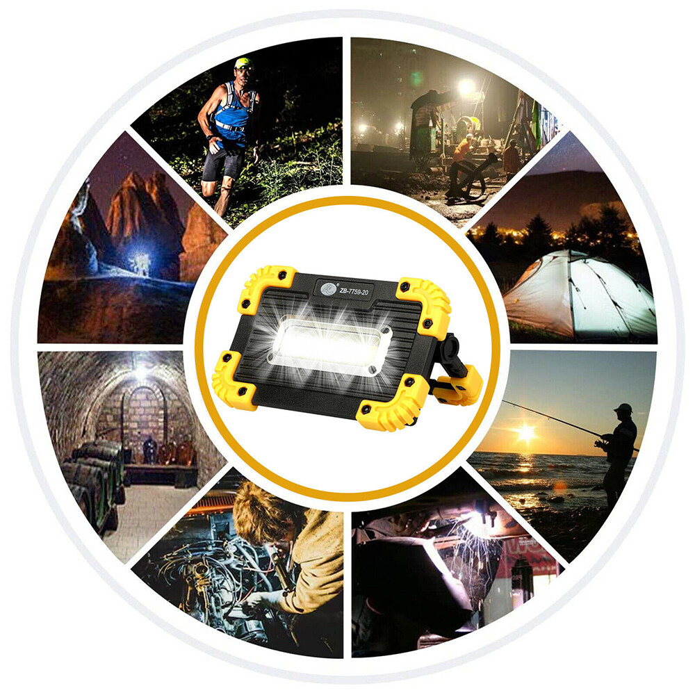 2Pcs LED+COB Work Light USB Rechargeable Spotlight Floodlight Camping Emergency