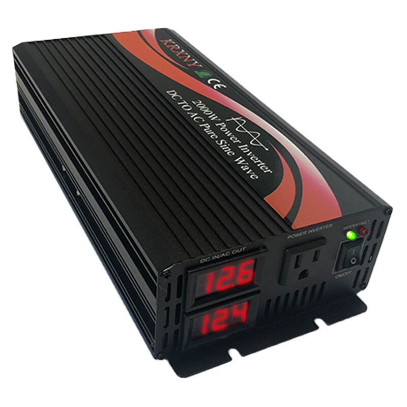 1000W 2000W Pure Sine Wave Power Inverter 12V/24V/48V DC to 120V AC US Stock