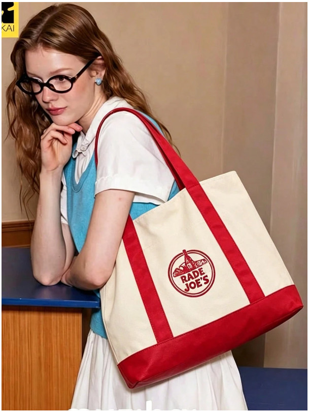 TRADER JOE’S Large Canvas Bag Heavy Cotton Reusable Shopping BAG Large Red | US