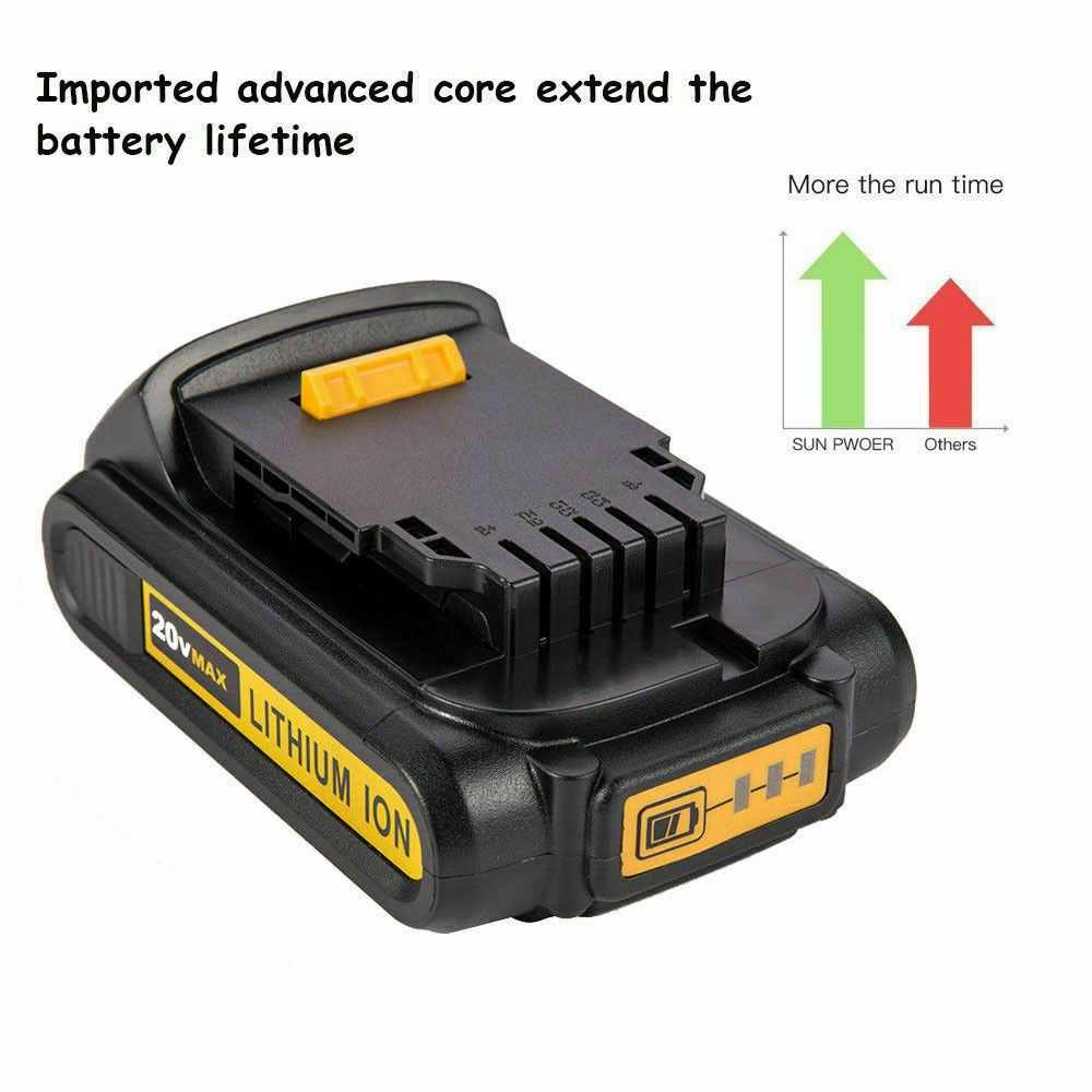 2Pack For DEWALT DCB201 20V 20Volt Max Lithium-Ion Compact Battery DCB203 DCB207