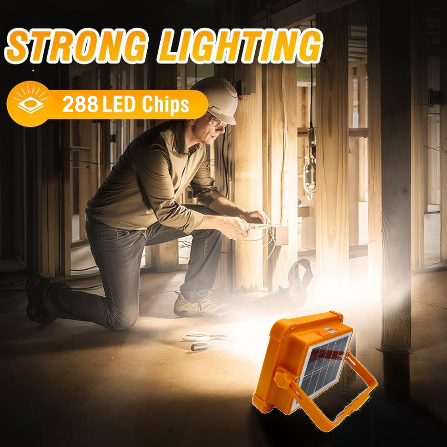 2Pack 288LED Solar Work Light Rechargeable Portable Flood Light for Camping 650W