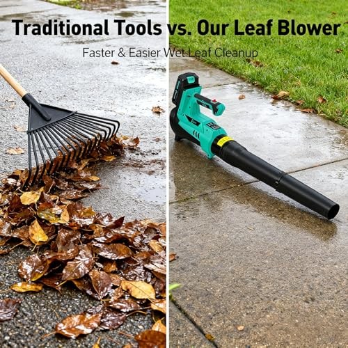 Leaf Blower Cordless – 550 CFM / 21V Powerful 2 * 2.0Ah 550 CFM with 6-Speed