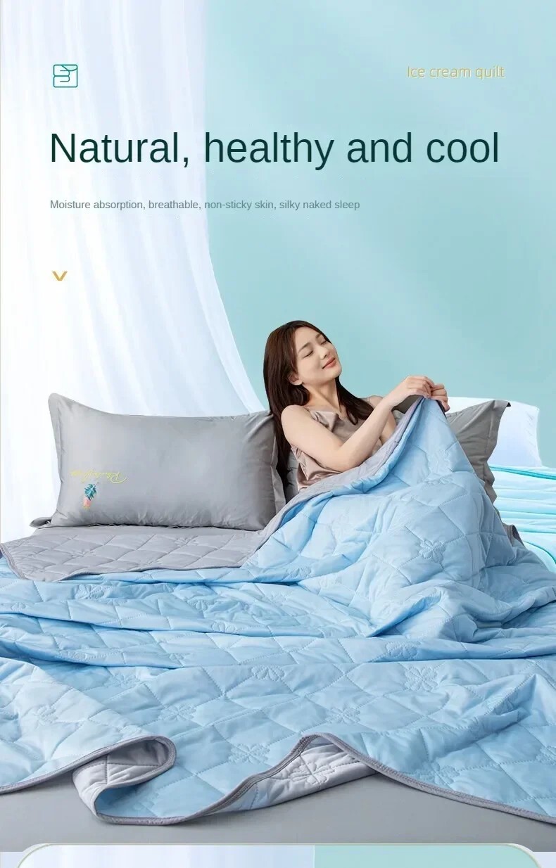 Cooling Quilt Blanket for Hot Sleepers Soft Lightweight Summer Cold Comforter