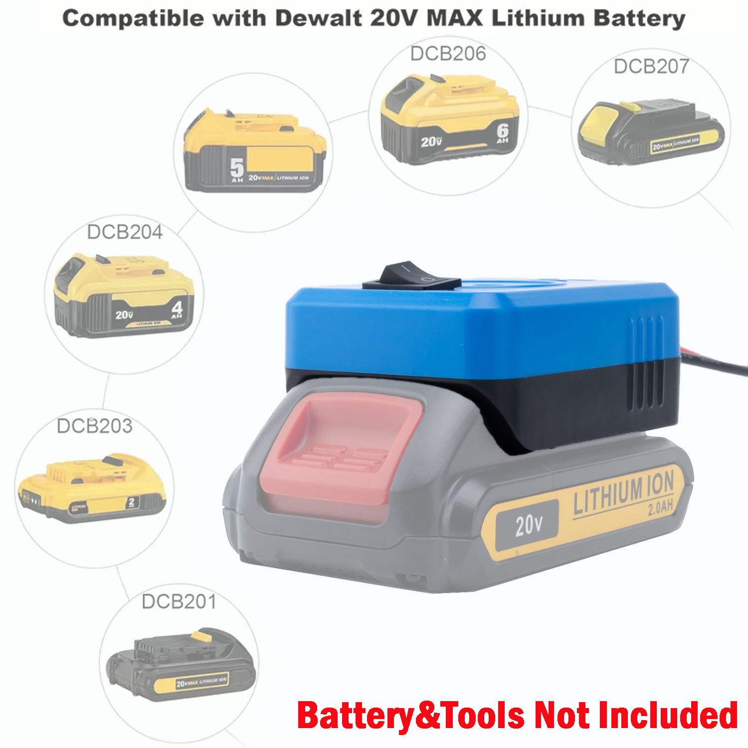 ABS Power Wheels DIY Adapter With 14AWG For Dewalt 20V Max Lithium-ion Battery