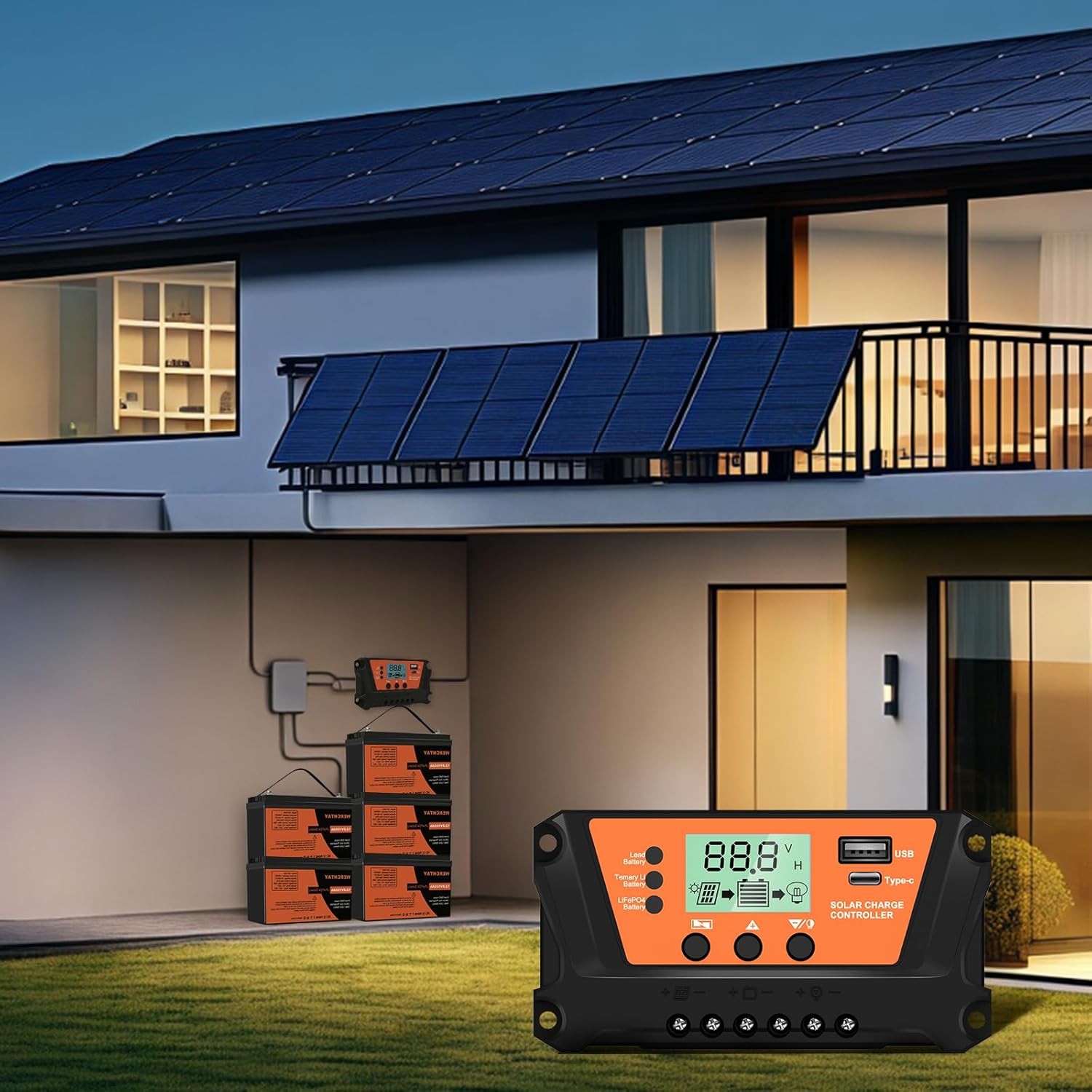 100A MPPT Solar Panel Regulator Charge Controller Auto Focus Tracking 12/24V US