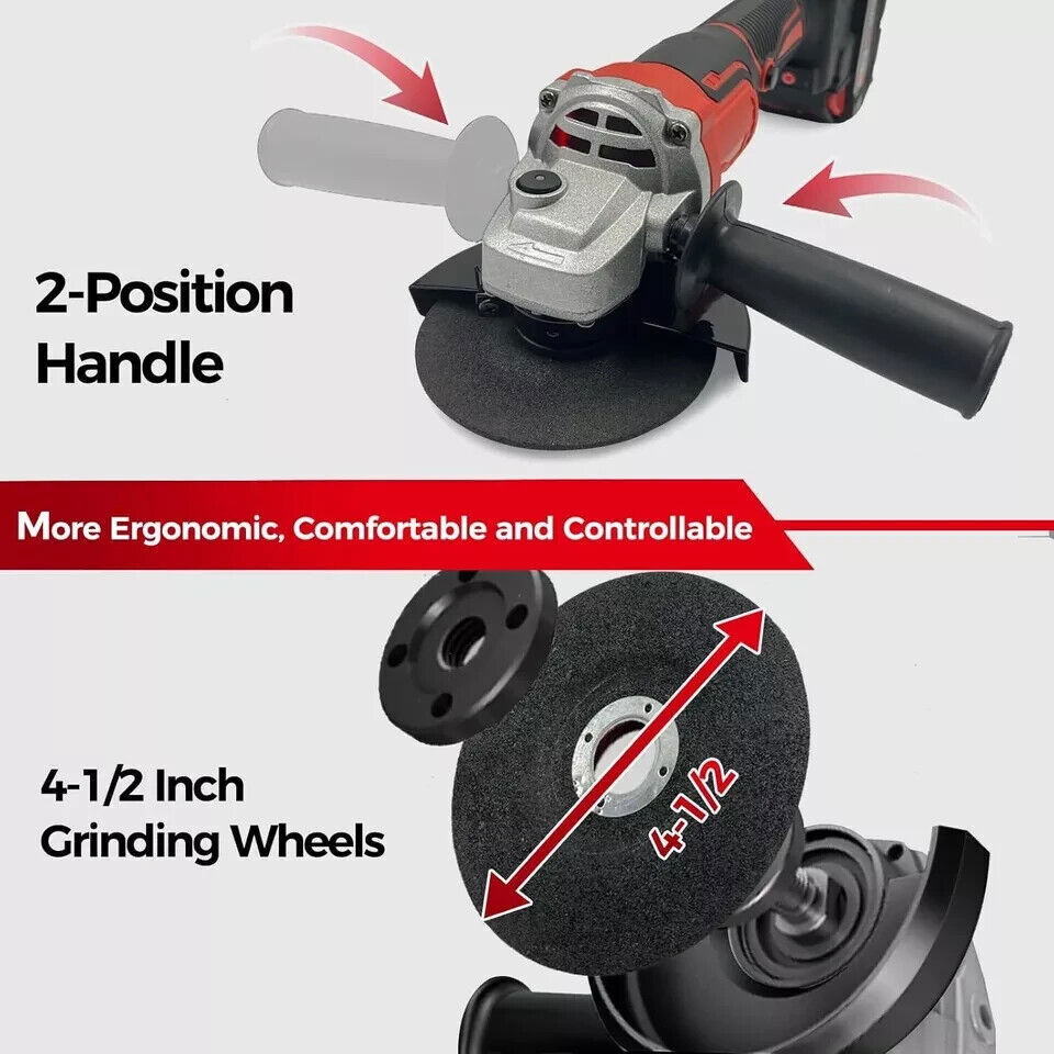21V Cordless Angle Grinder Kit Power Tool Sander 9000RPM With 1 Battery & Charge