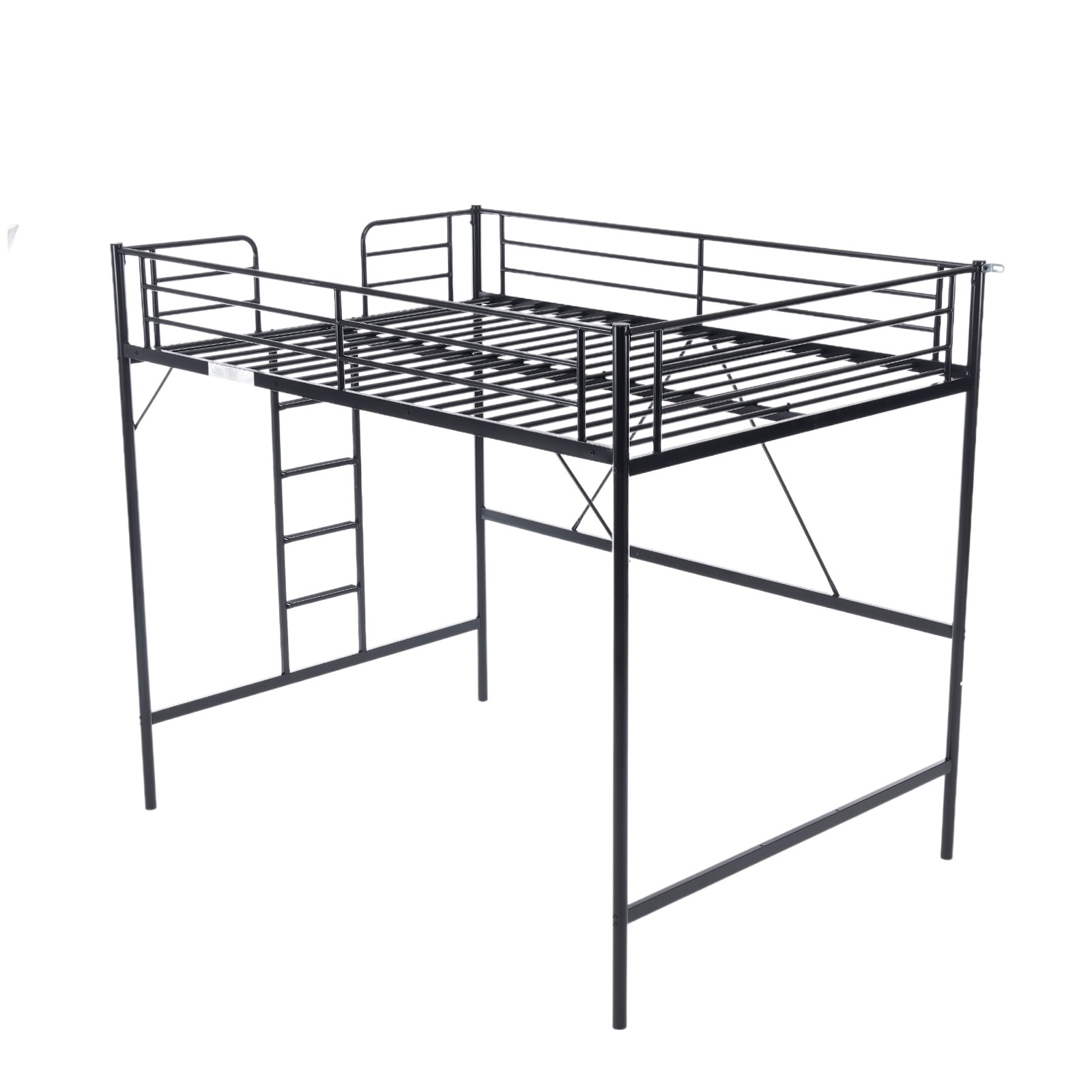 Metal Loft Bed with Built-in Ladders Loft Bed Full Size for Adults Kids Teens