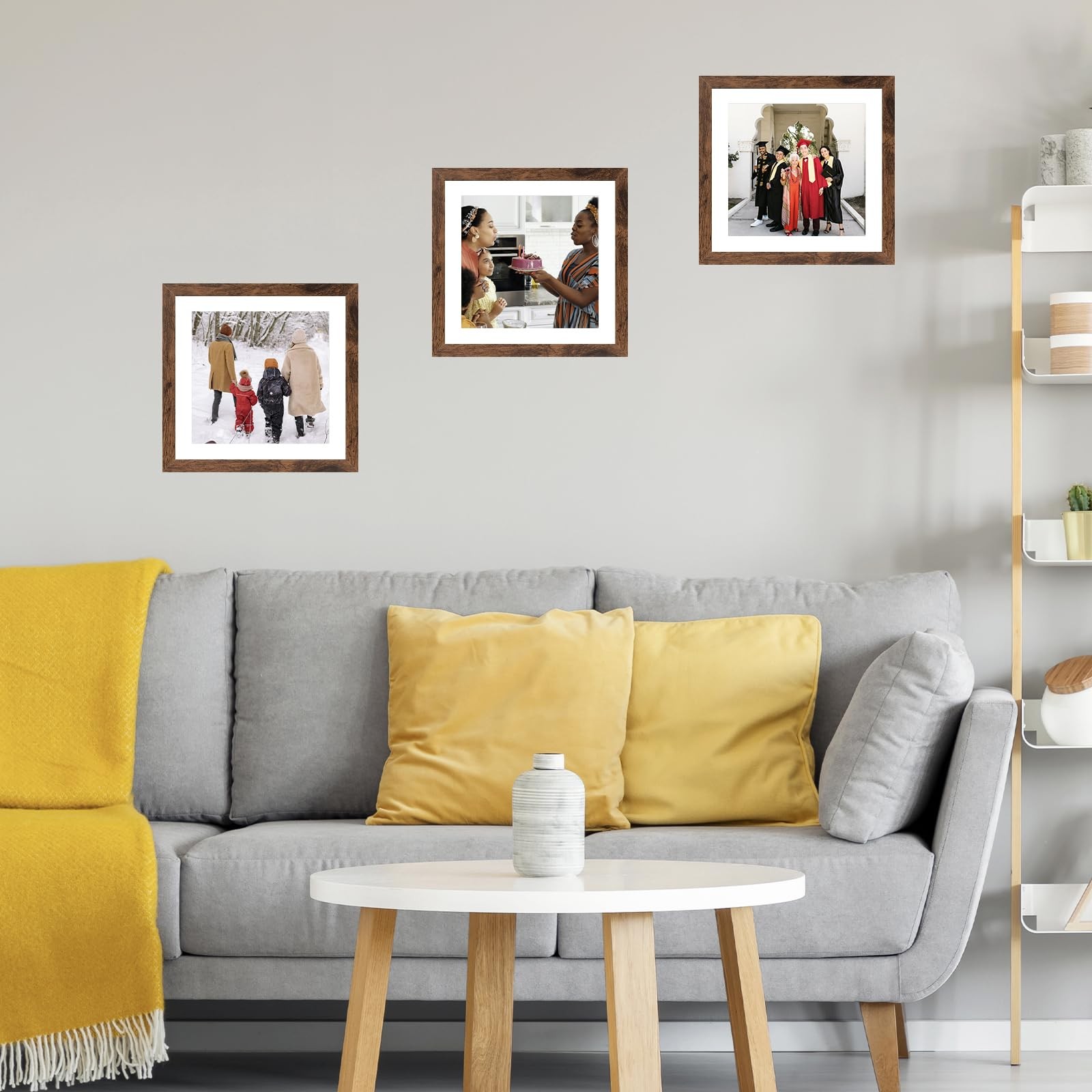 10X10 Picture Frame with Mat, Display 8X8 with Mat or 10X10 Without, Wood Square