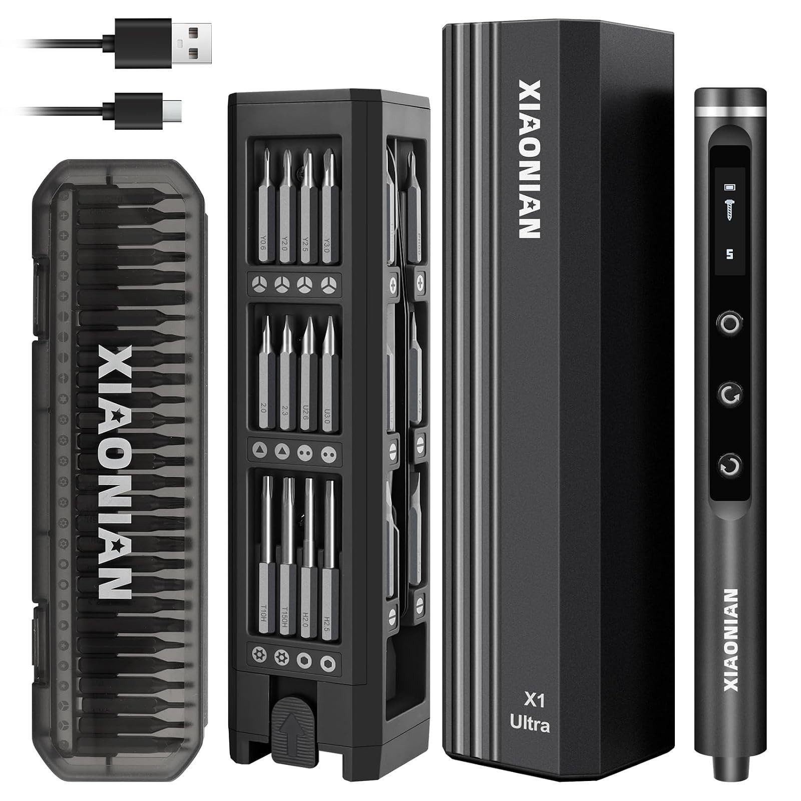 XIAONIAN 3.7V Electric Screwdriver Set 50 in 1 USB Rechargeable
