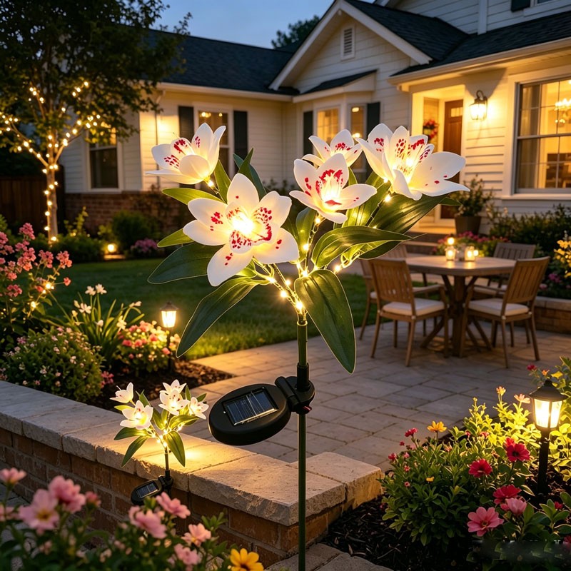 Solar LED Garden Lights Flower Stake Lamp Outdoor Yard Waterproof Patio Decor