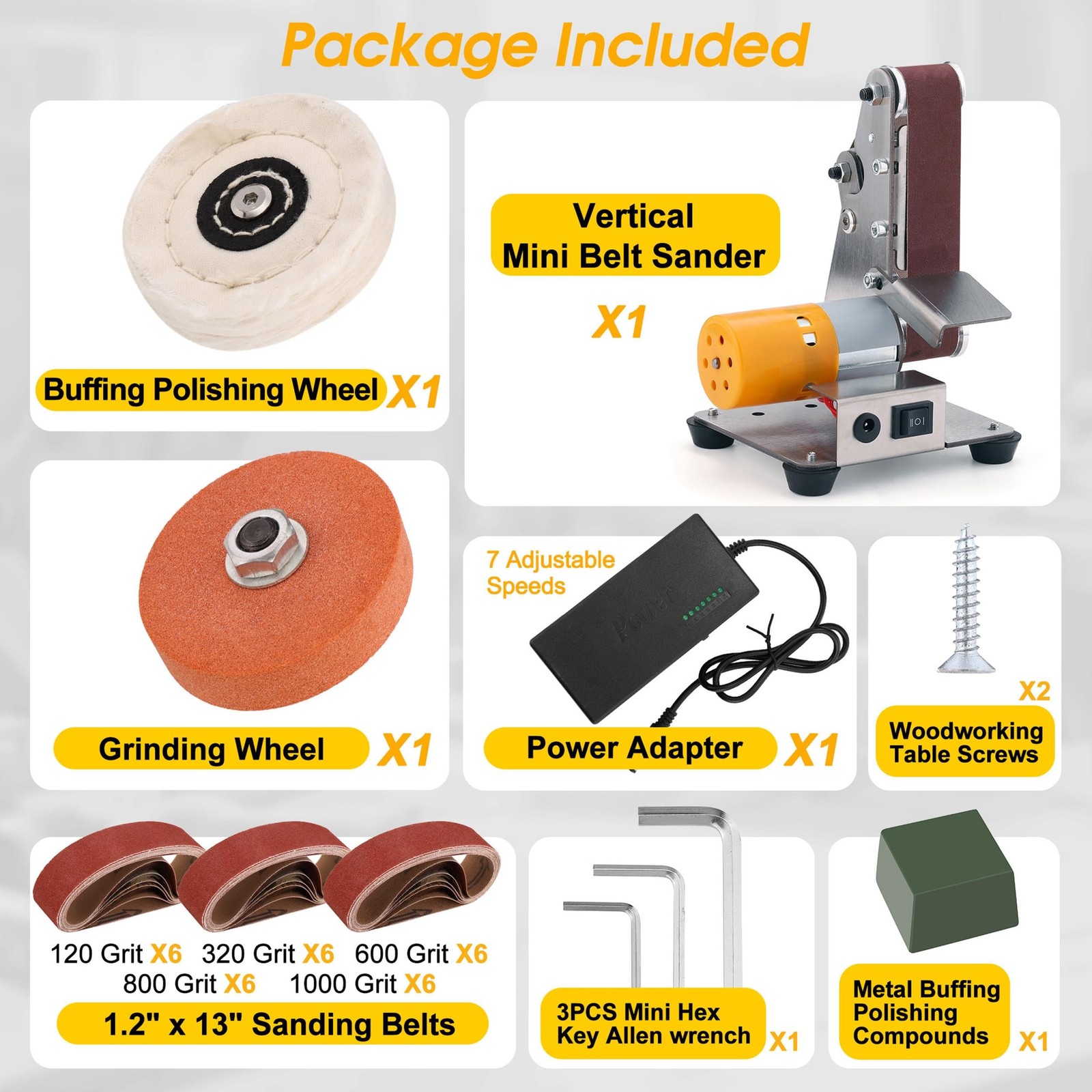 Mornajina Mini Belt Sander Knife Making, 3 IN 1 Electric Power Bench Belt