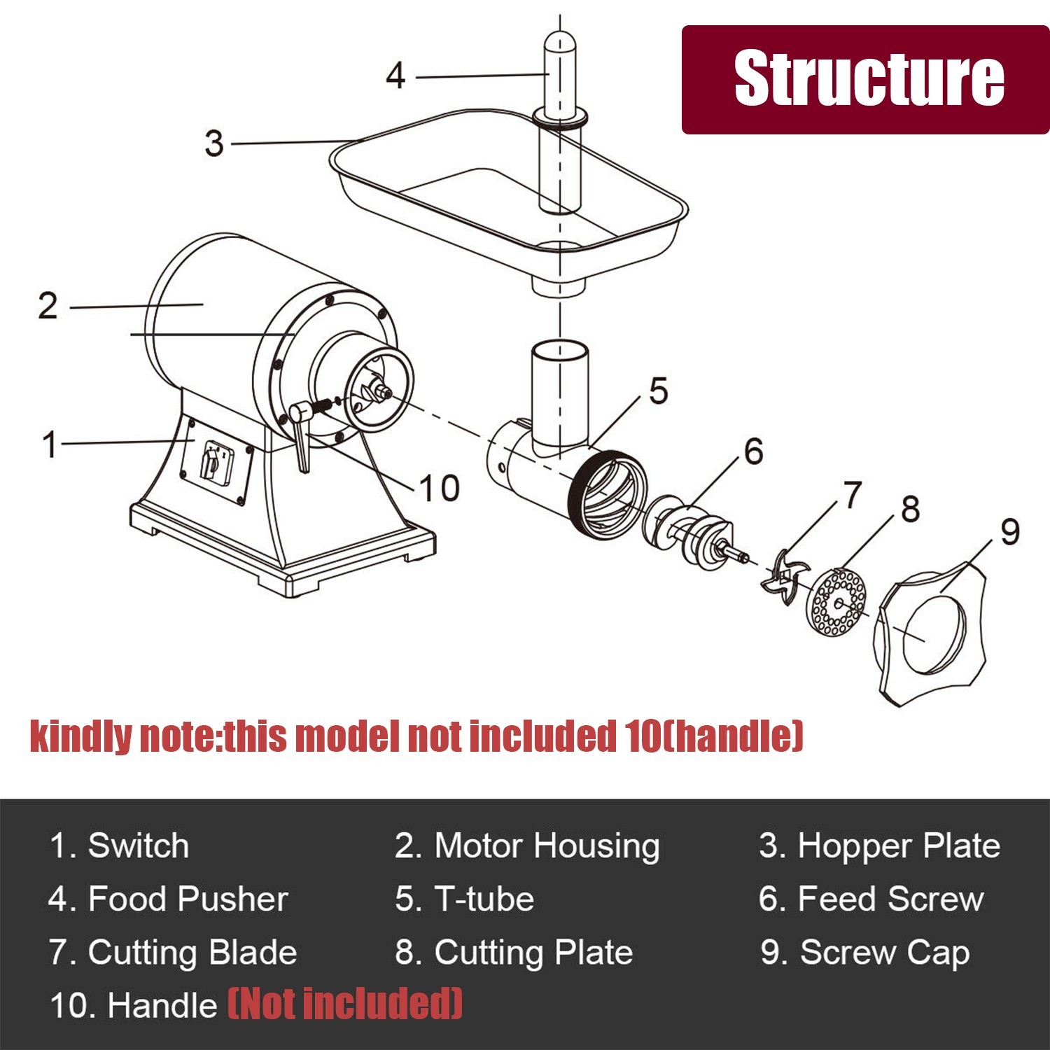 2800W Heavy Duty Commercial Electric Meat Grinder Sausage Maker Mincer Stuffer