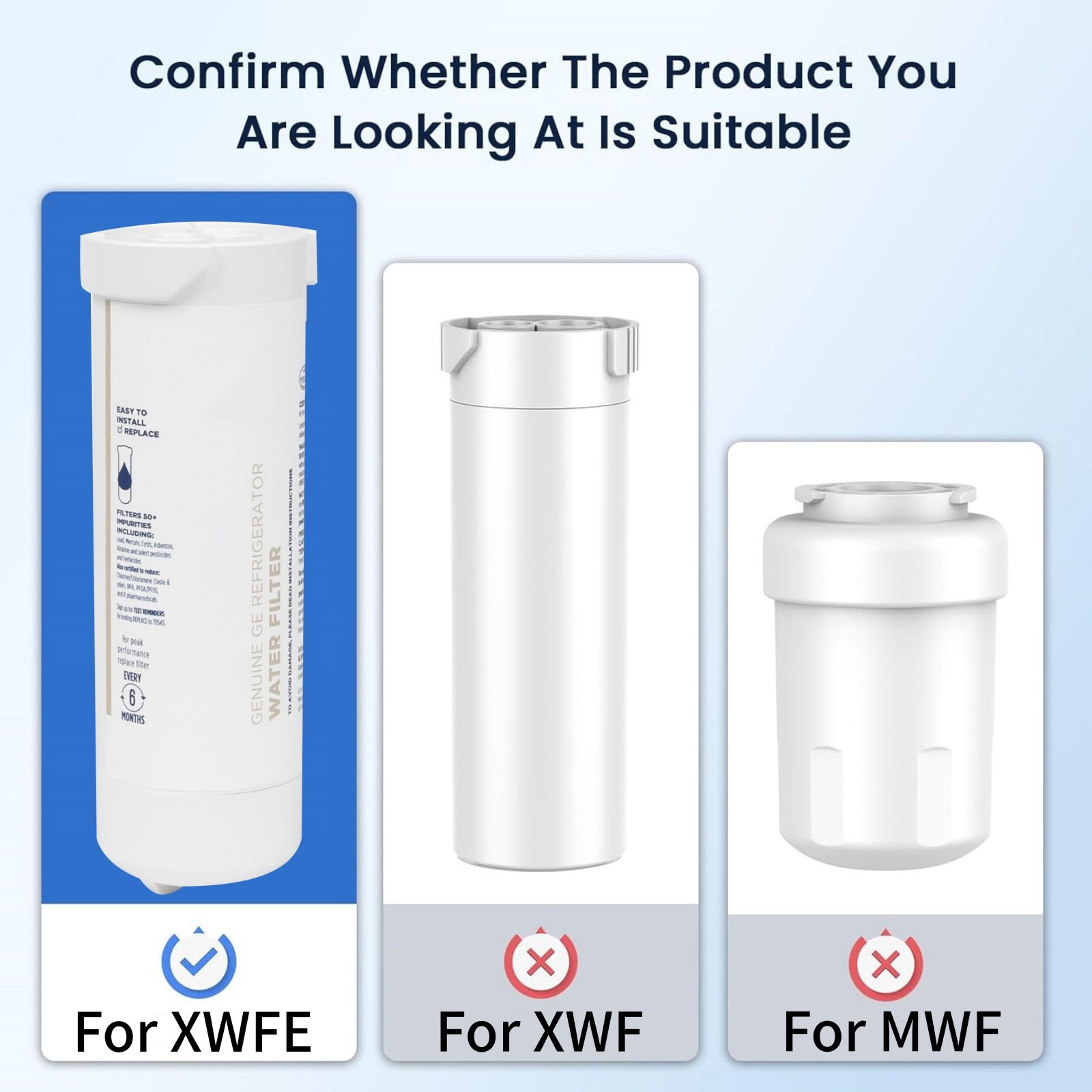 For GE XWFE Filter Replacement Refrigerator Water Without Chip Lead Reduction