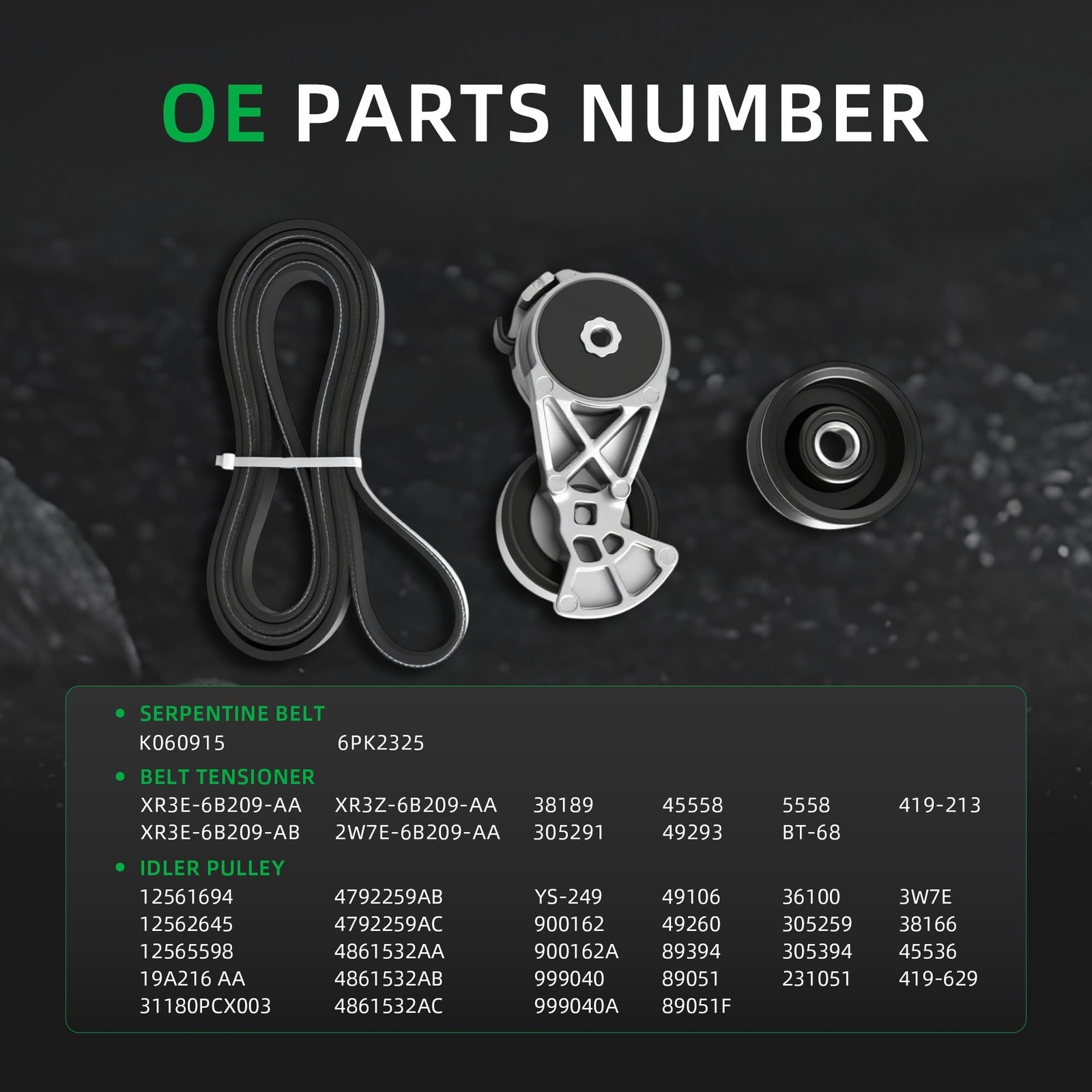 Serpentine Belt Tensioner idler Pulley Kit for Ford Grand Marquis Crown Victo…