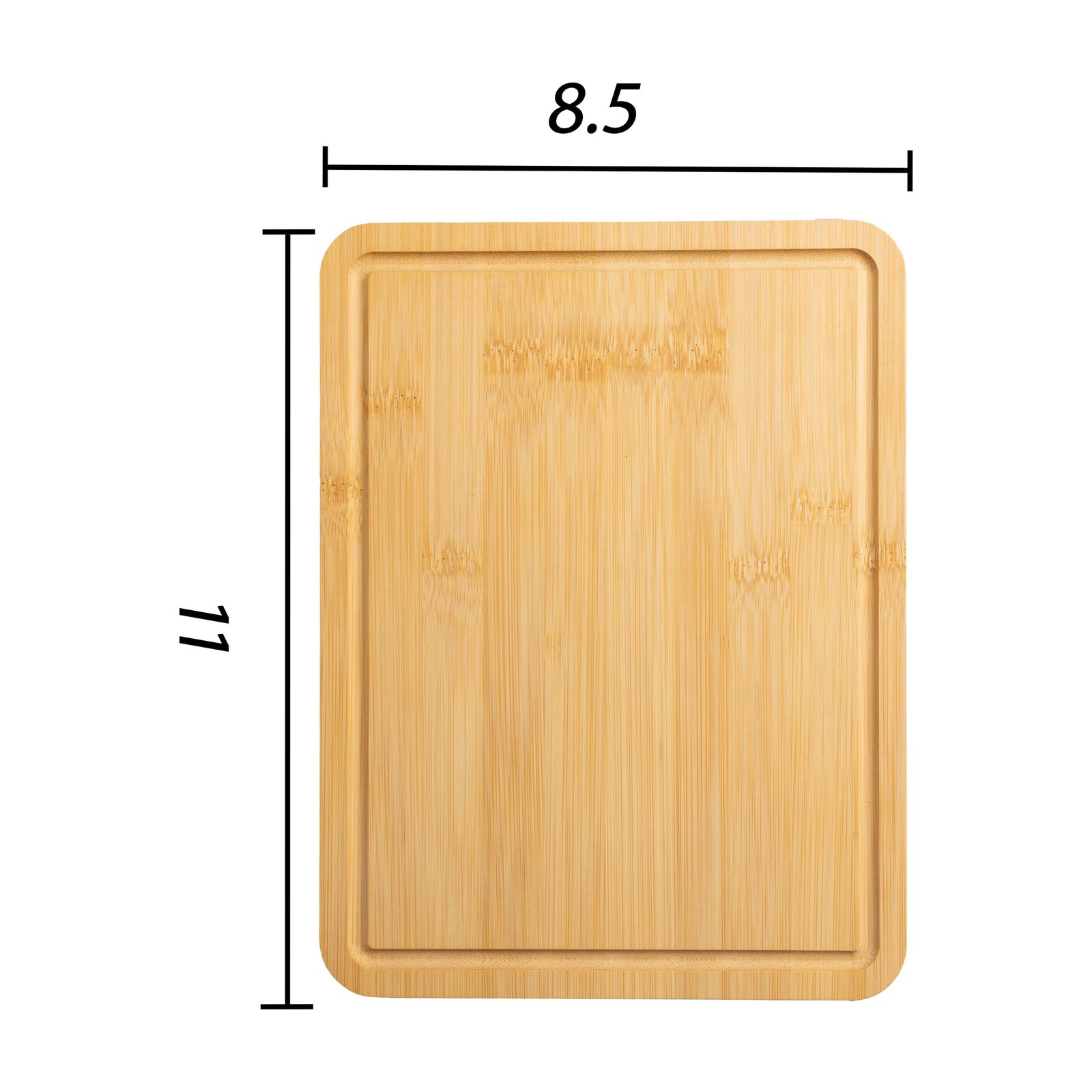 8.5″ x 11″ Non-Slip Bamboo Cutting Board, 100% Natural Bamboo Color