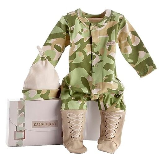 Big Dreamzzz Baby 2-Piece Layette Set in Backpack Gift Box, Tan, 0-6 Months Camo