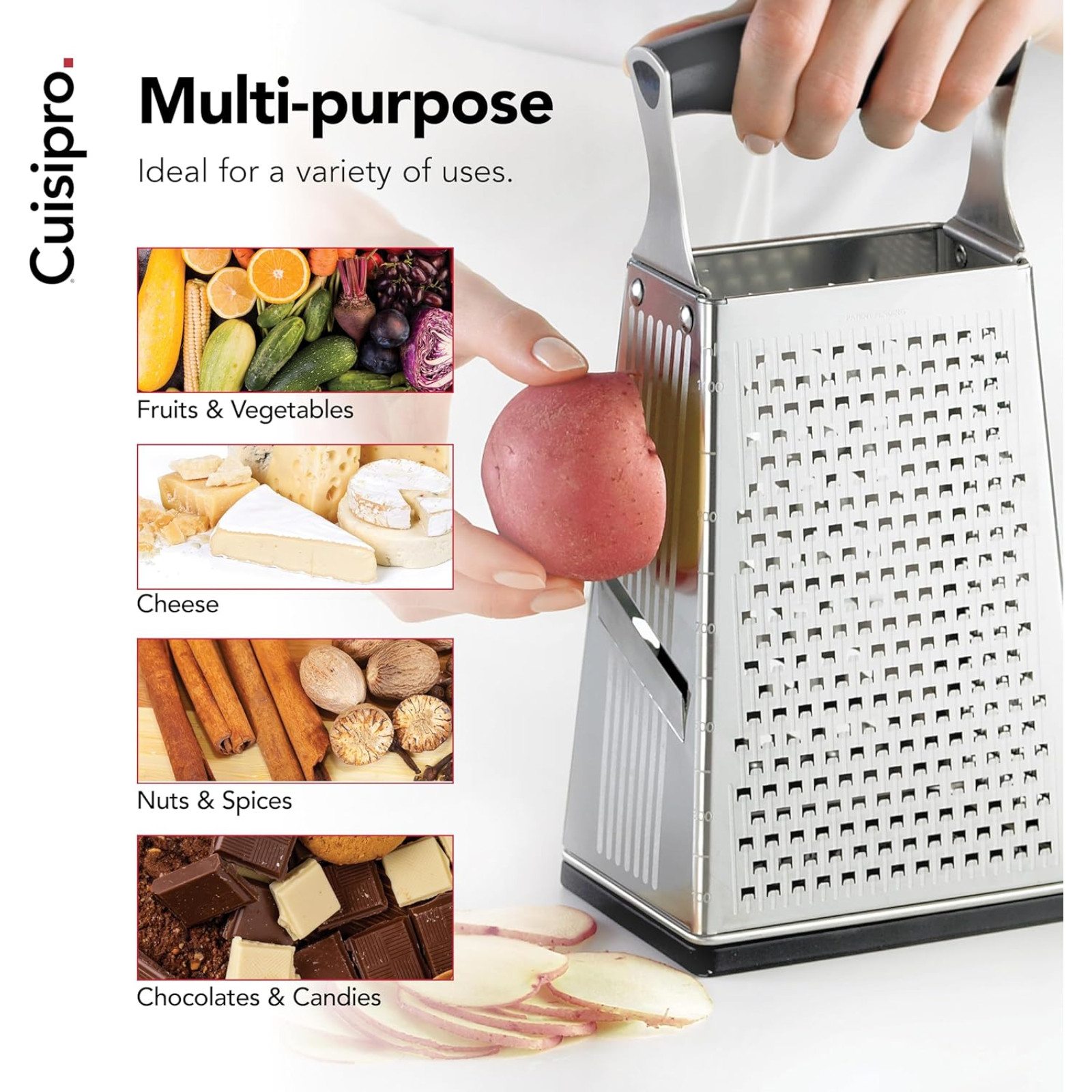 Cuisipro 4-Sided Box Professional Kitchen Grater Stainless Steel