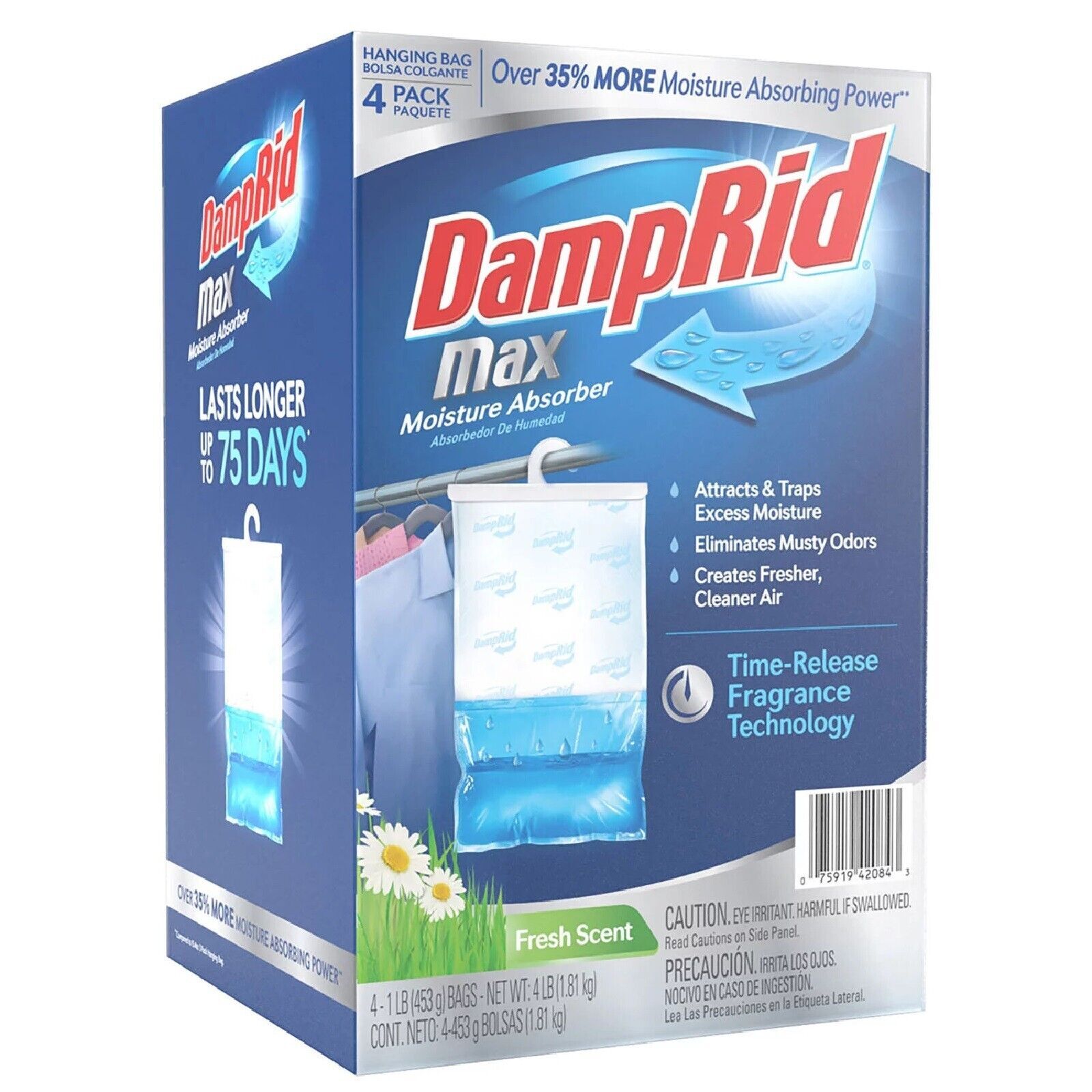 DampRid Max Moisture Absorber Fresh Scent Hanging Bag 4 pk-1lb.