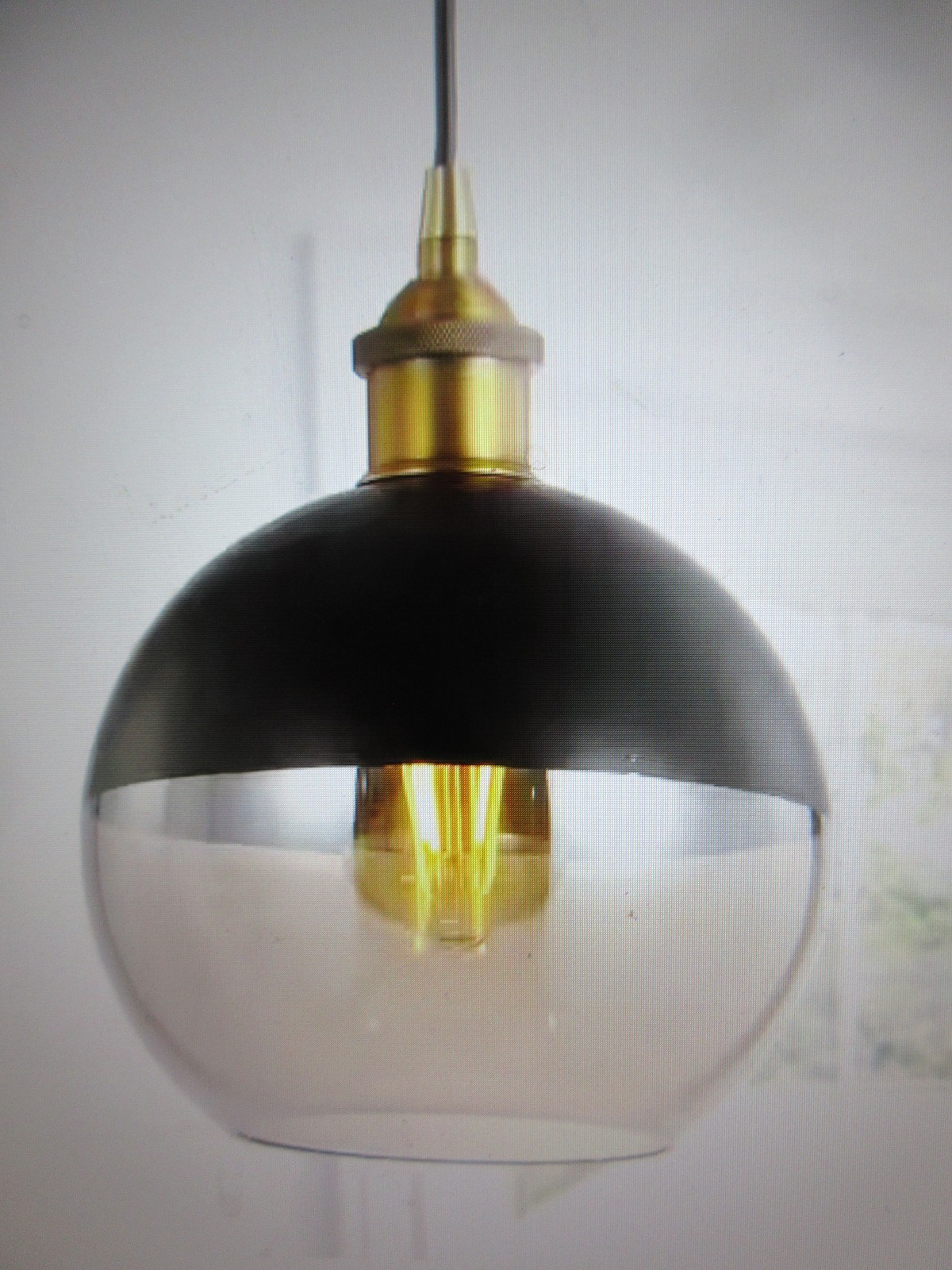 Jonathan Y Nixon 7.5 in. 1-Light Brass Gold/Black Adjustable Drop Globe Pendant