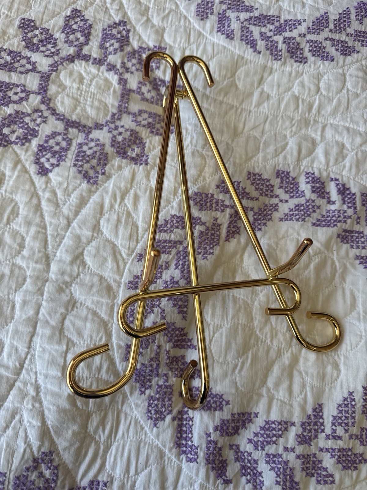 Gold Metal Plate Stand Display Easel, Small Freestanding, Less Than 10 in