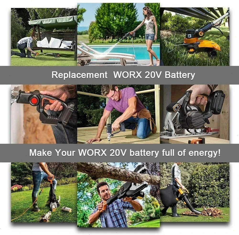 2pack For WORX 20V MAX Extend Lithium Battery 20 Volt WA3520 WA3525 / Charger