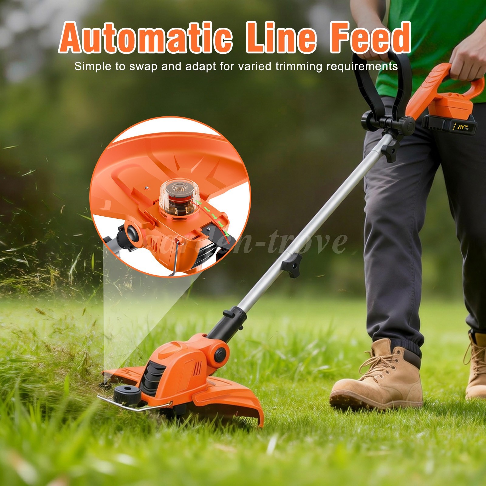 12″Electric Cordless Grass String Trimmer Lawn Edger Weed with Battery & Charger
