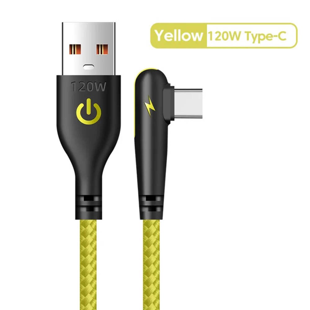 Cable USB-C 120W 90° Codo Carga Rápida Huawei Xiaomi Samsung