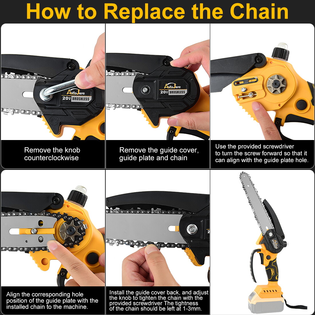 Cordless Mini Chainsaw 8 inch for Dewalt 20V Max Powered Wood Cutter NO Battery