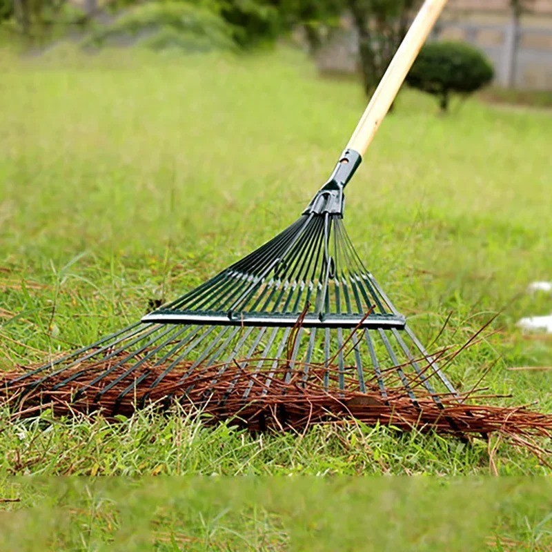 22 Teeth Heavy Duty Steel Metal Rake for Head High Carbon Steel Lawn Leaves