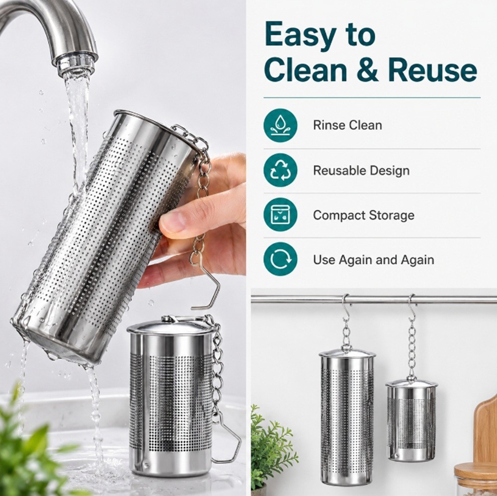 2-Pack Stainless Steel Tea Infuser Strainer Set – Fine Mesh Ball with Chain Hook