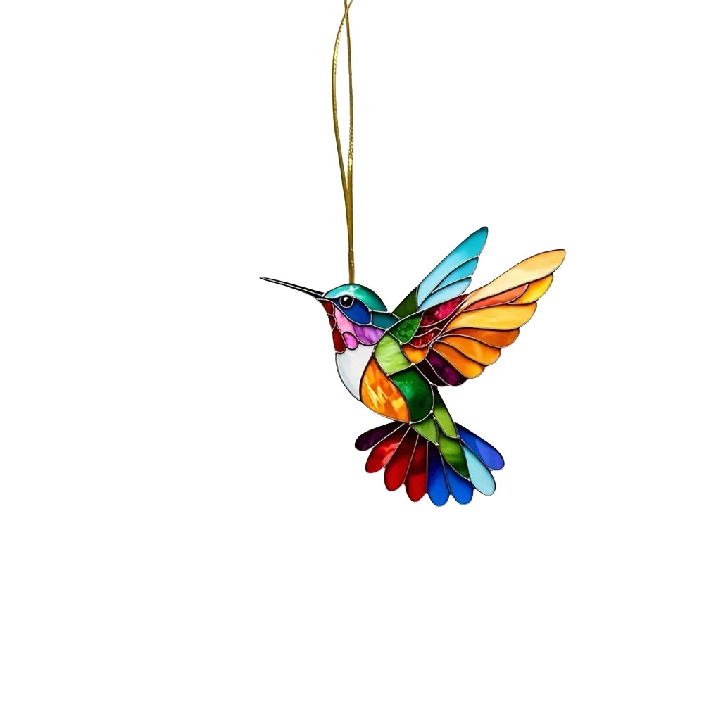 8cm Acrylic 2D Hummingbird Wind Chime Suncatcher Home Garden Decor