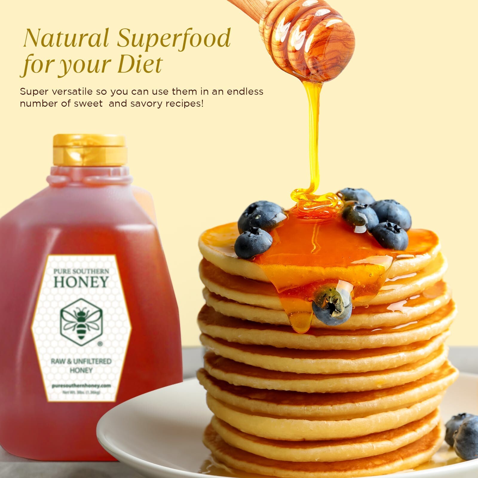 3 lbs. of 100% Raw, Unfiltered & Unheated Georgia Honey, New 2023 Crop