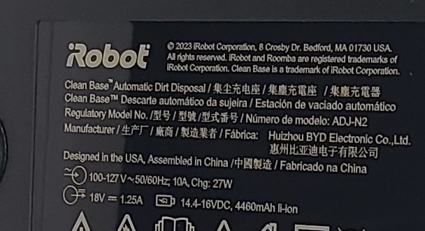 iRobot Roomba self-emptying base dock charger i4+ j5+ j6+ j7+ j8+ j5 j6/7 ADJ-N2