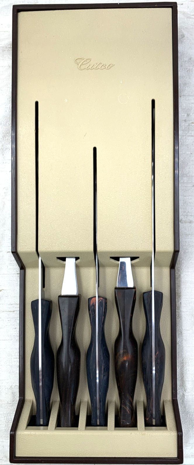 CUTCO 5 Pc Swirl Carving Knife Set w/ Wall Mount Tray 1724 1726 1729 1727 1725