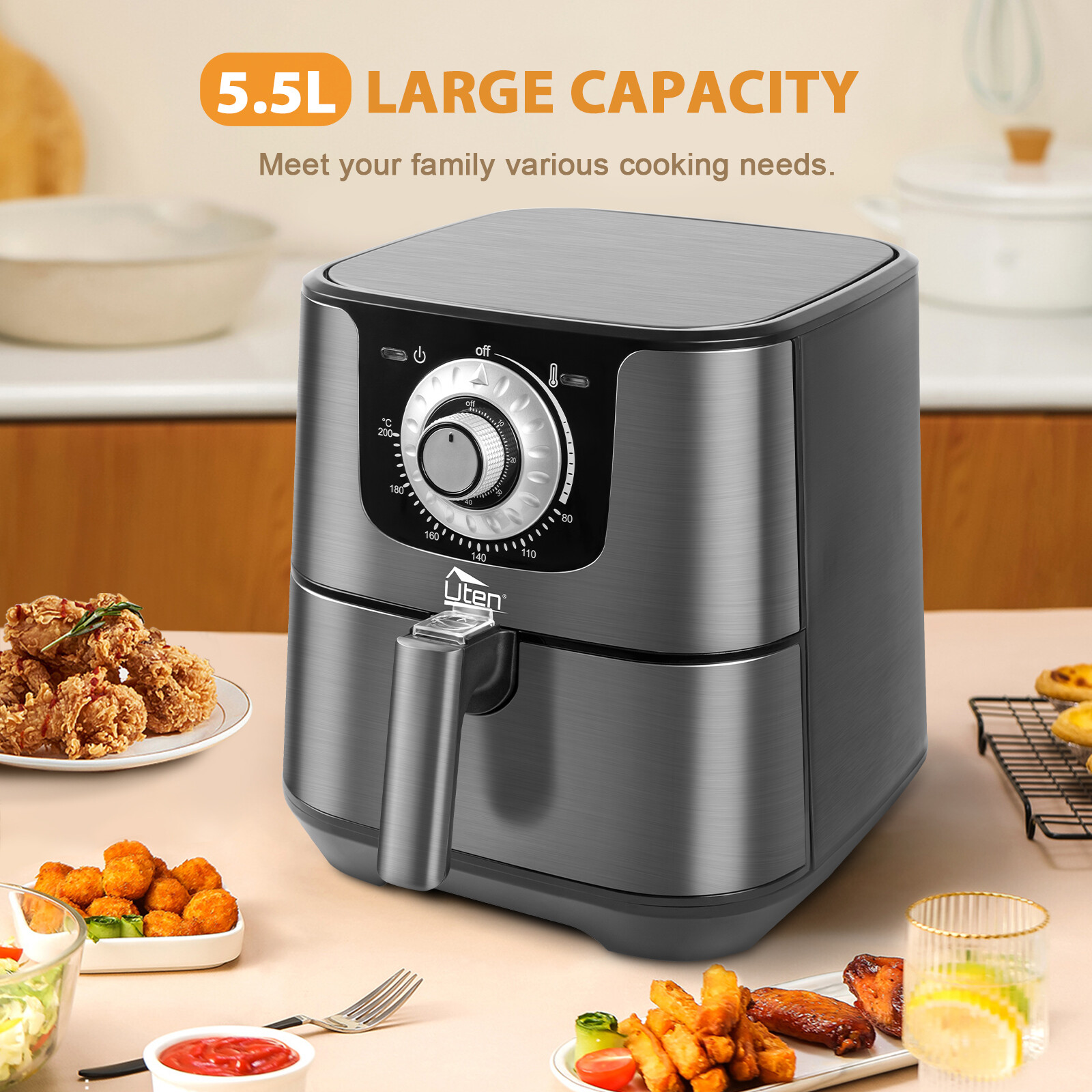 Digital Air Fryer 5Qt 1700W Programmable Rapid Circulation Healthy Cooking New
