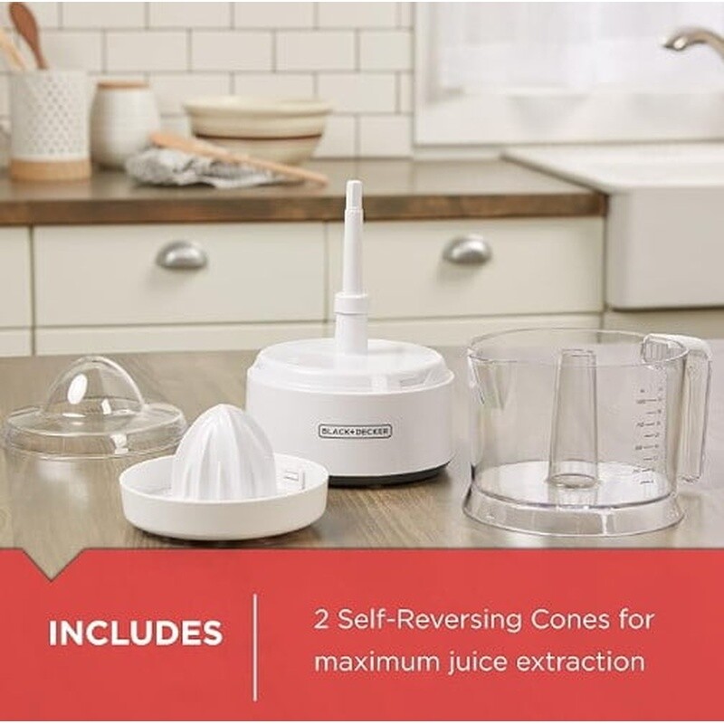 Citrus Juicer W/ Self-Reversing Cone & Easy Pour Pitcher Dishwasher Safe Parts