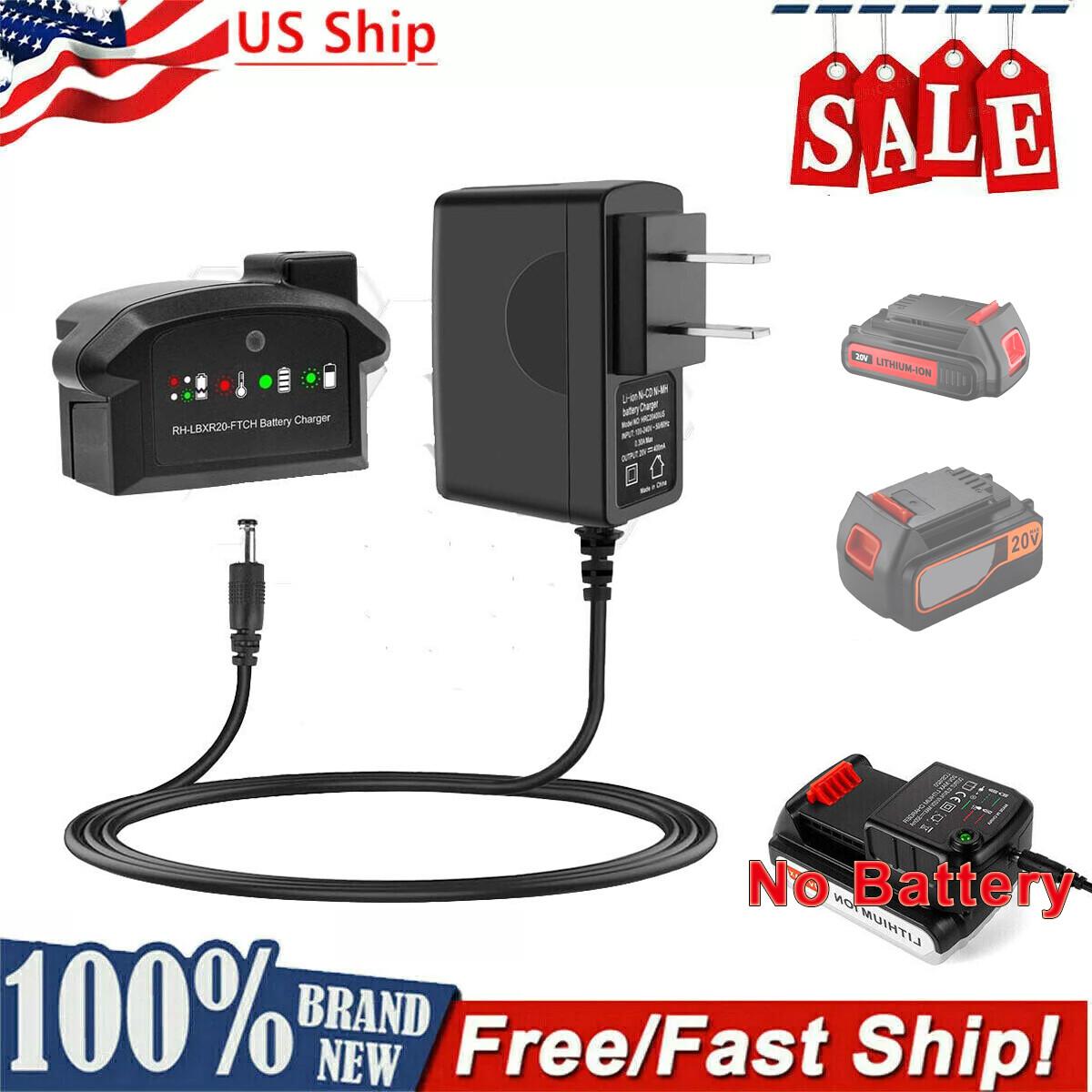 20V Charger LCS1620 For BLACK & DECKER LBXR20 20V MAX Lithium Battery LBXR20-OPE