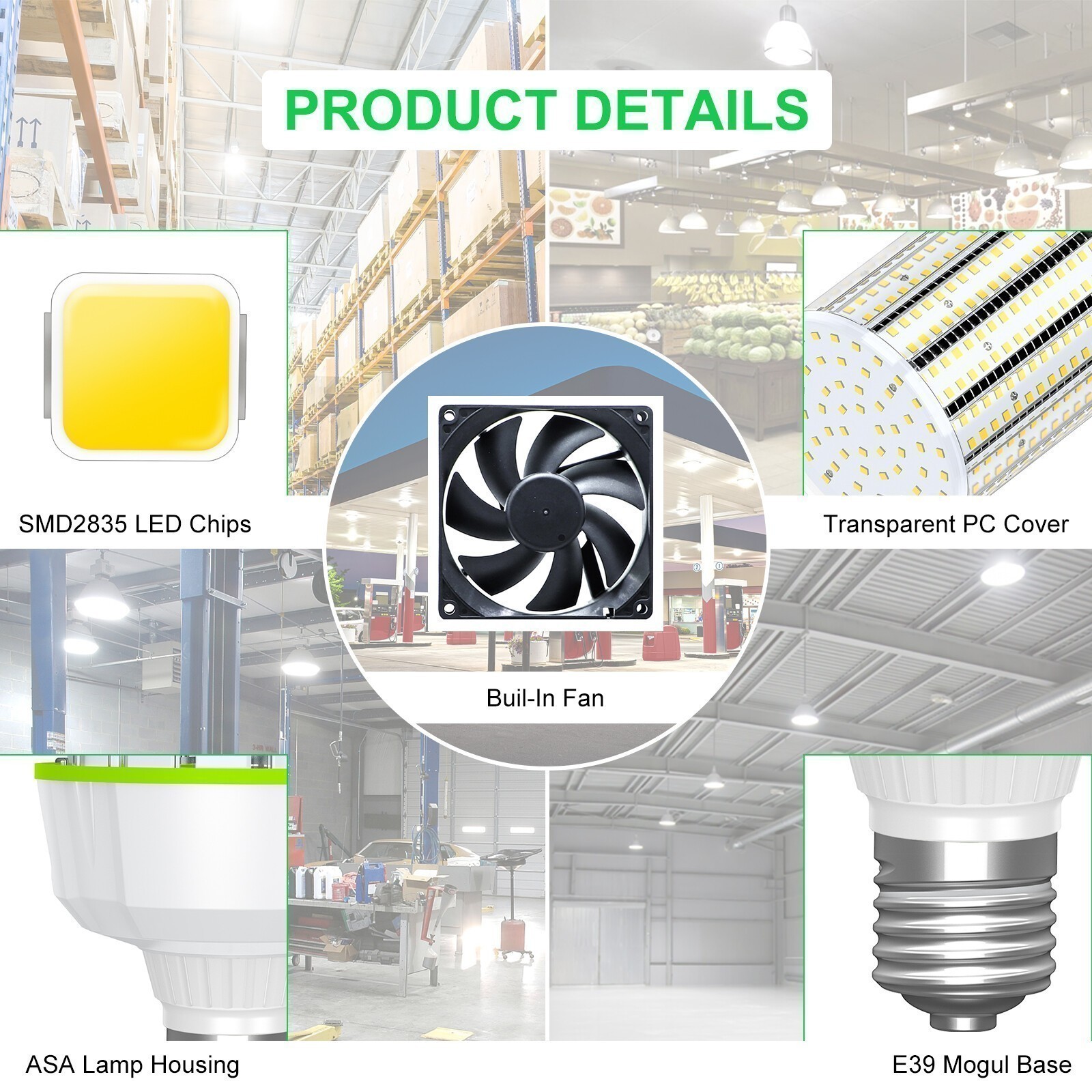 300Watt LED Corn Bulb Light ETL Replace 1500W MH HPS Warehouse Parking Lot Light