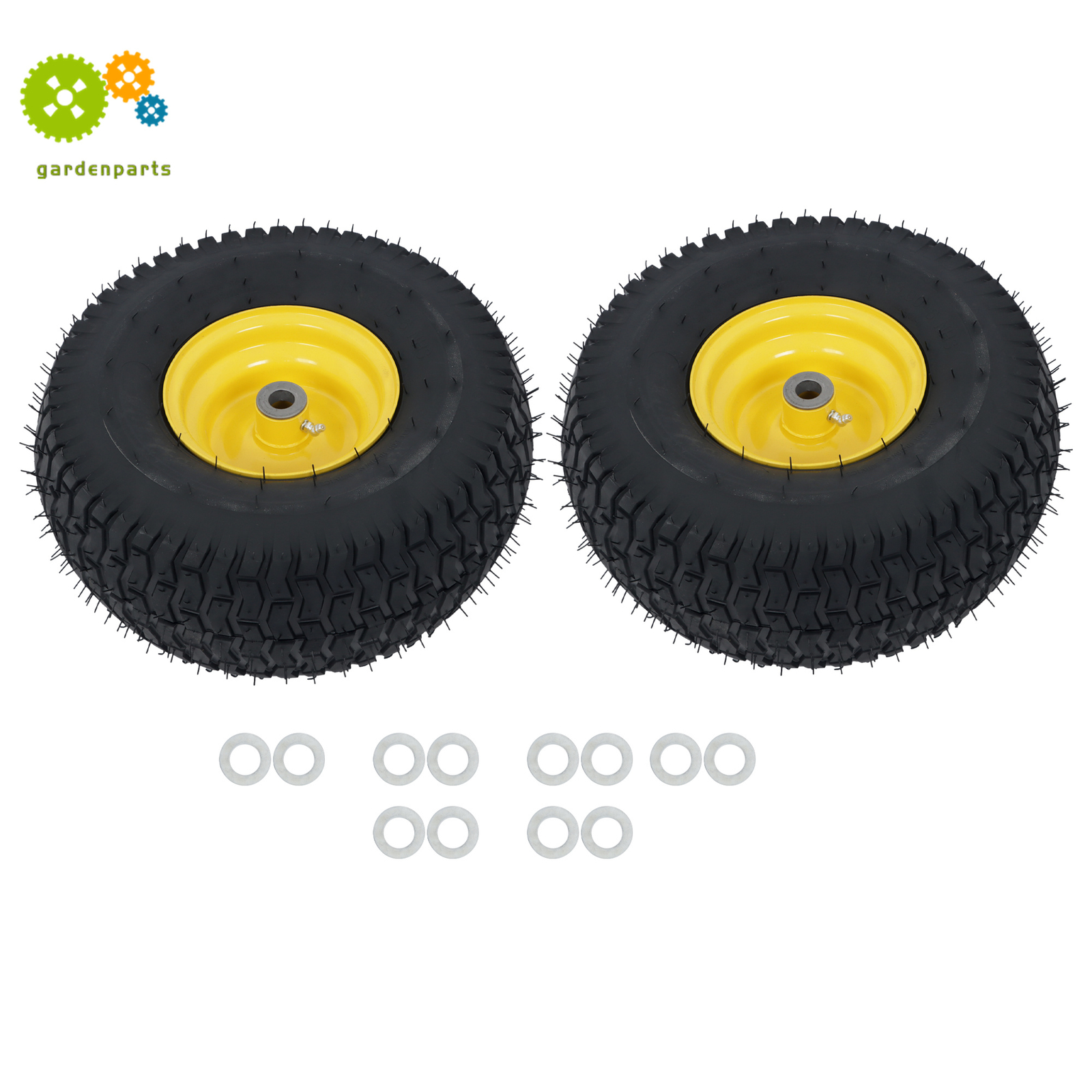 2-Pack 15×6.00-6 Lawn Mower Tire And Wheel – 3/4″ Axle, 3″ Hub Inflated Tires