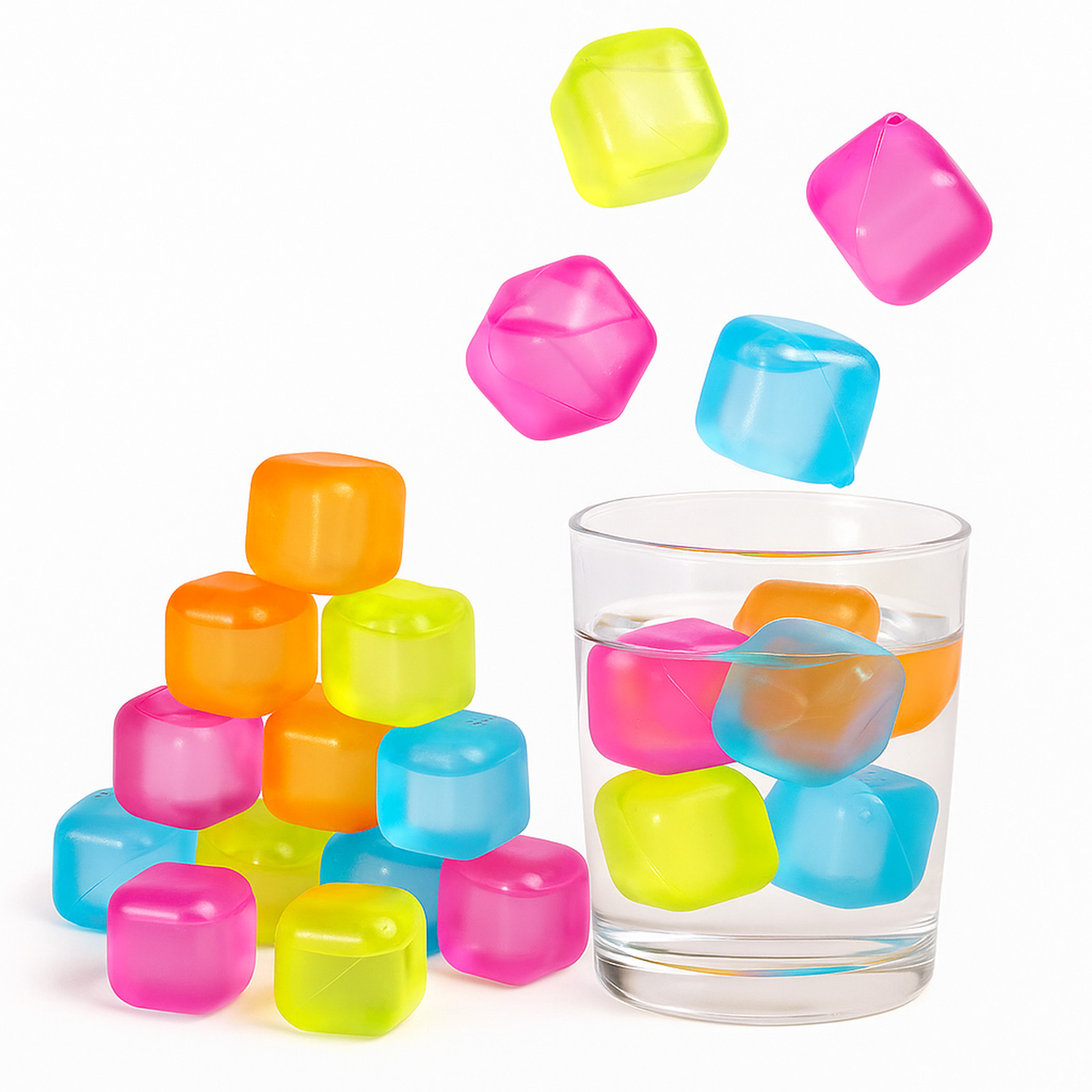 54 Piece Plastic Reusable Ice Cubes Coolers Refreeze Pool Party BPA FREE