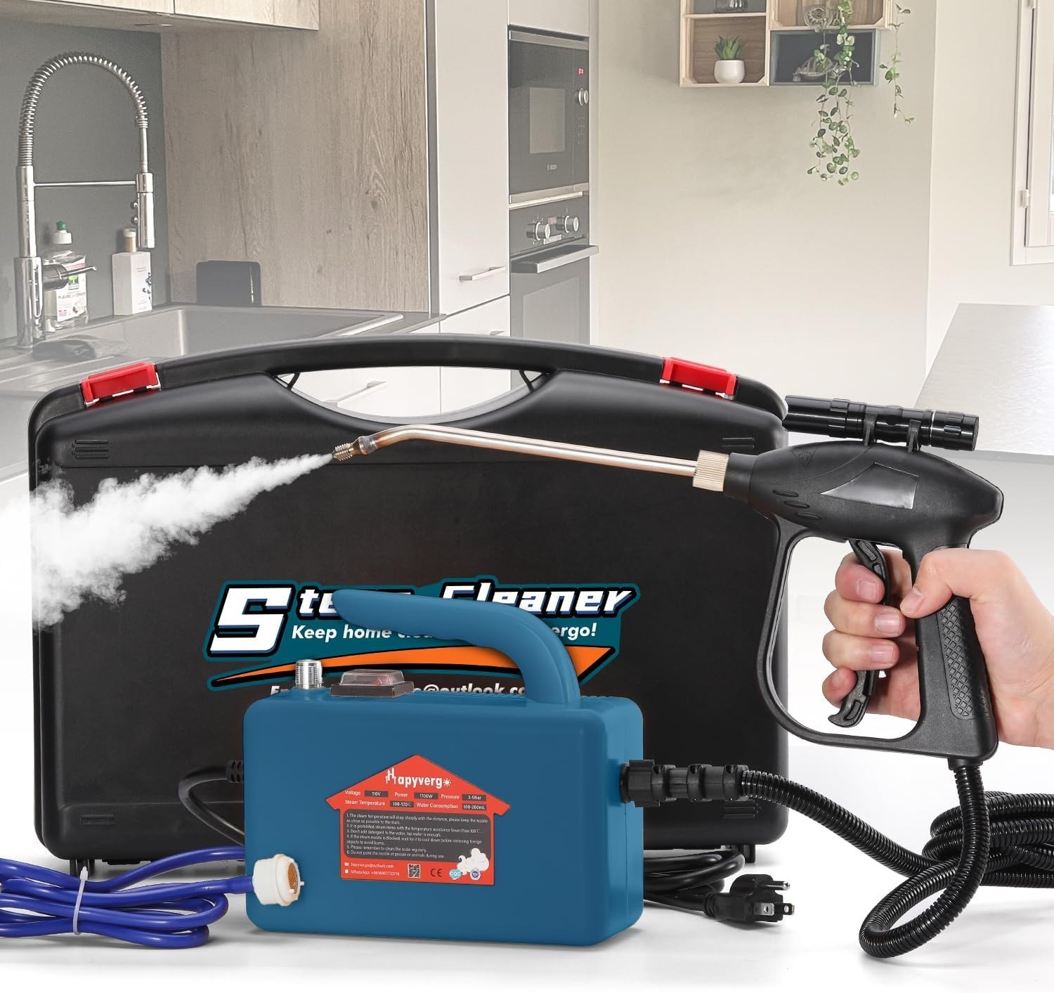 High Pressure Steam Cleaner – 1700W Handheld Steamer for Cleaning Grout Tile