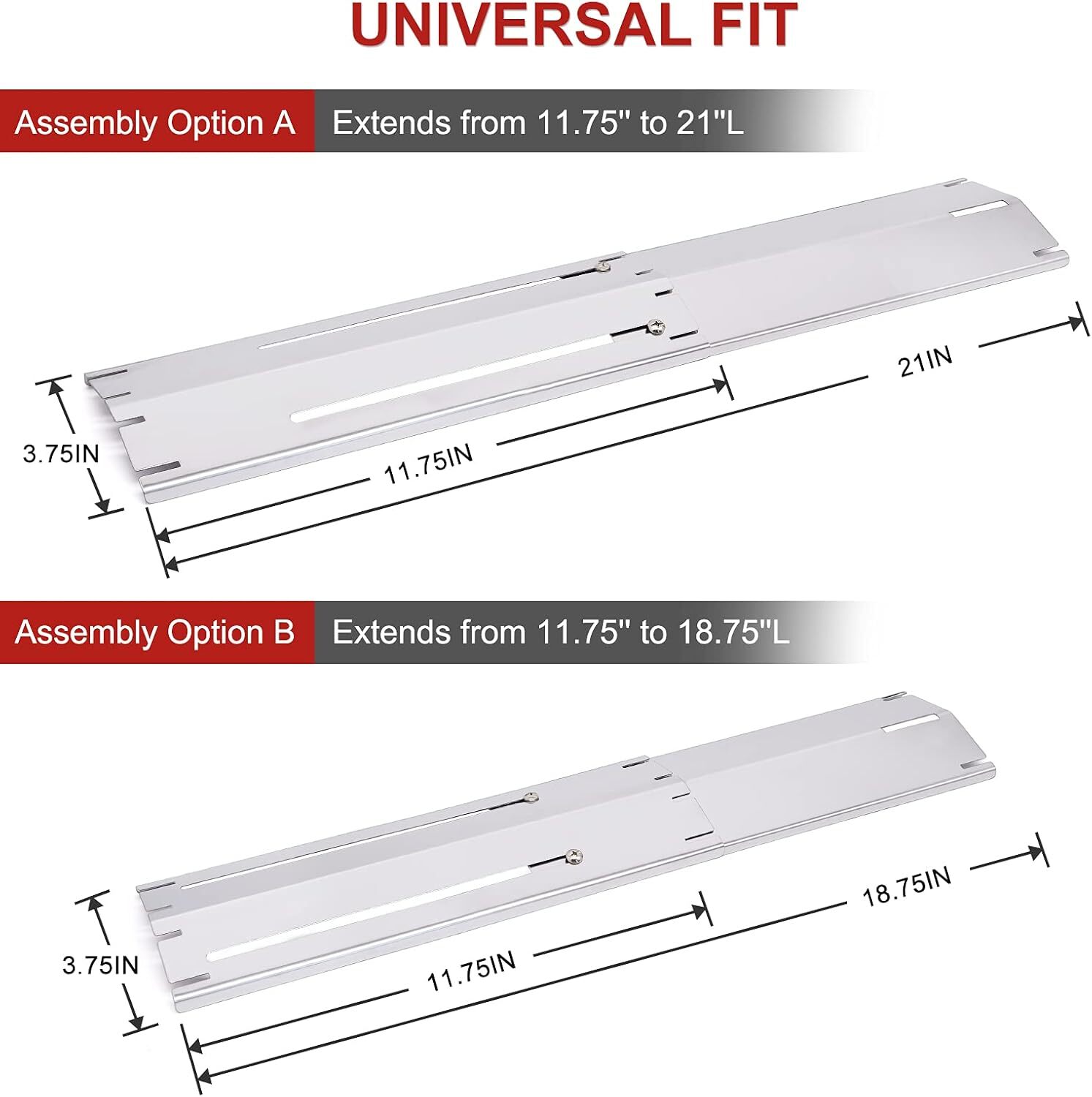 Universal Adjustable Grill Heat Plates/Heat Tents/Heat Deflectors, 4 Pack