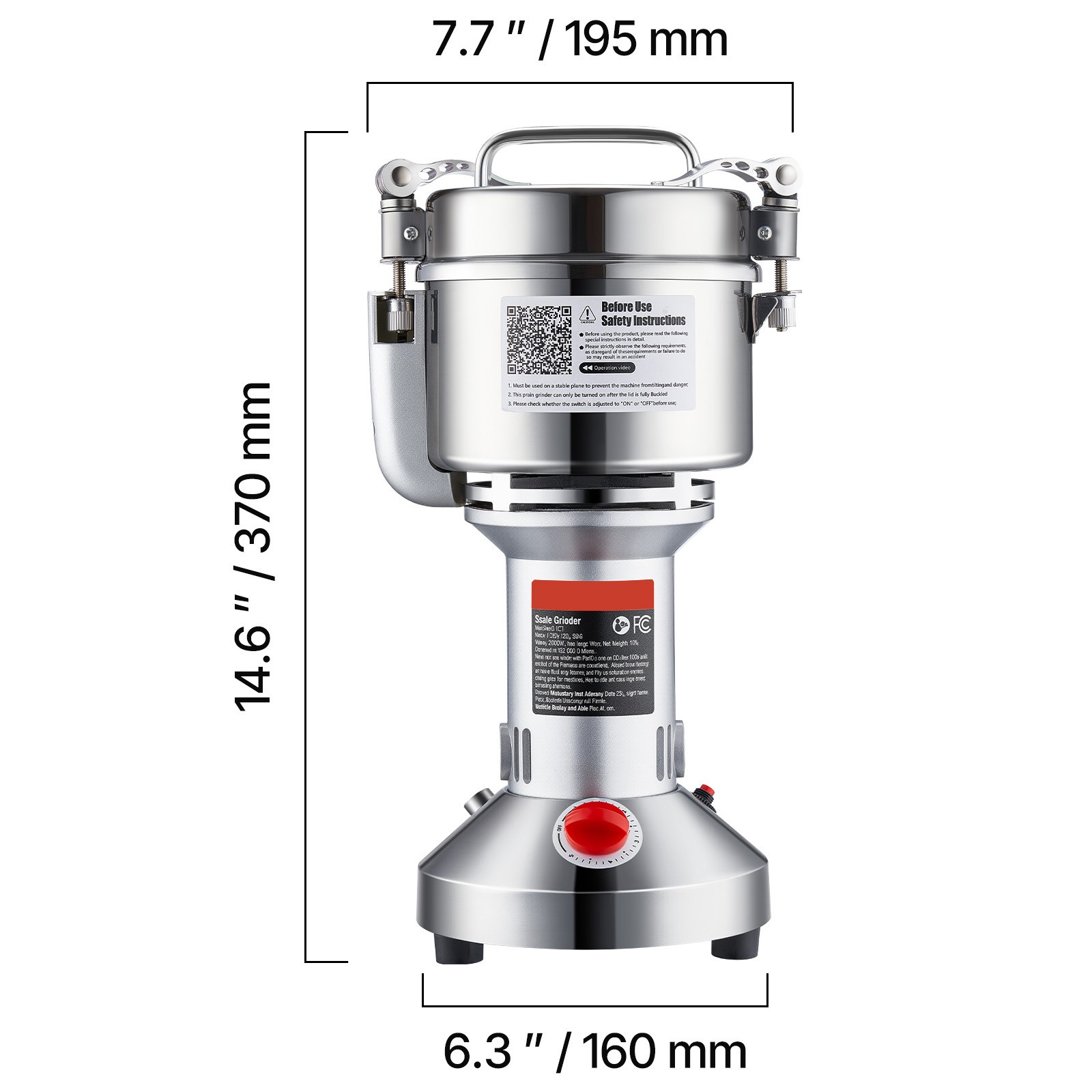 VEVOR 750g Commercial Spice Grinder Electric Grain Mill Grinder High Speed