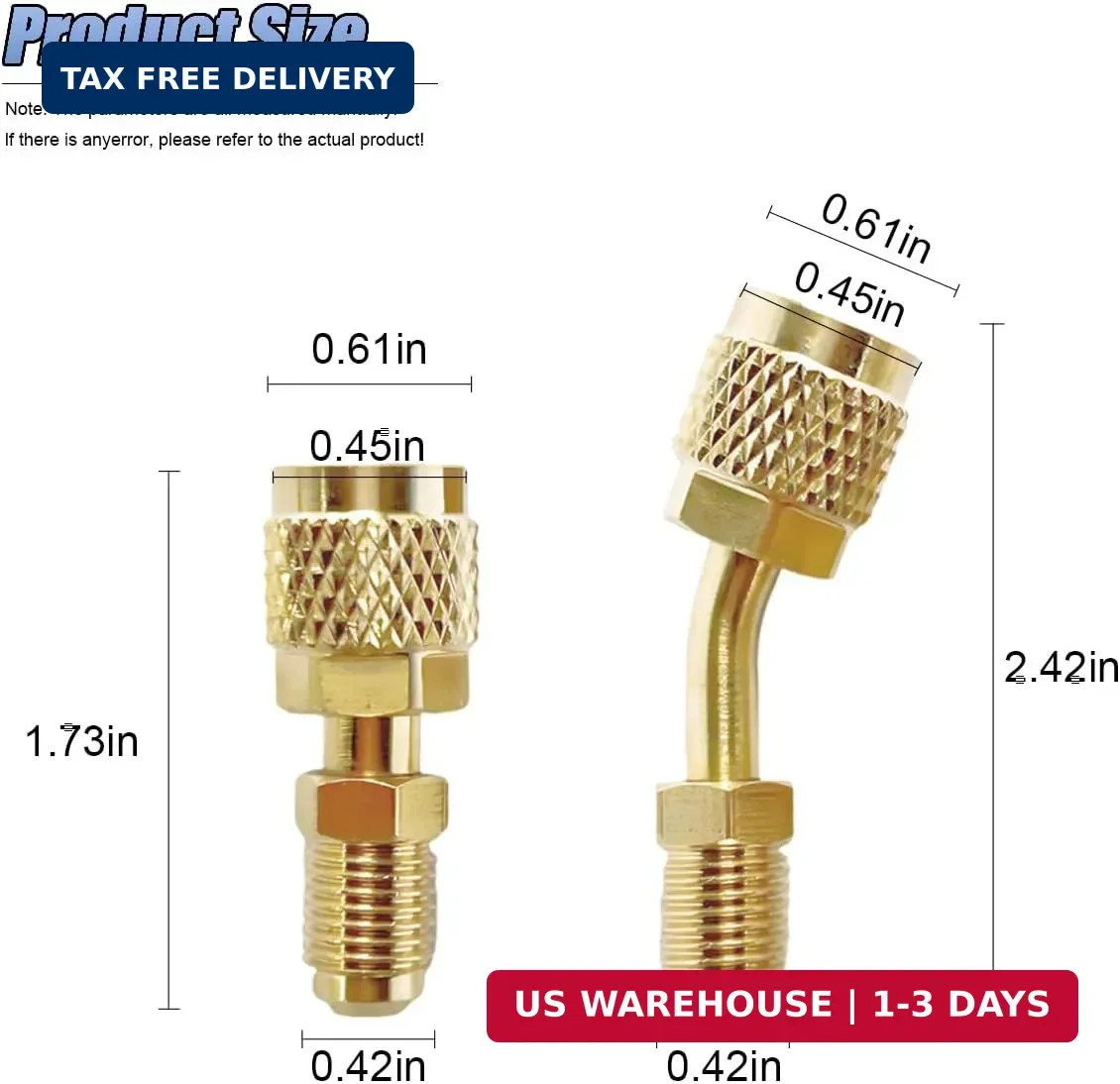 ZIMISI Car R410A Straight & Angled Adapter, Mini Split Adapter (2PCS) | Car HVAC