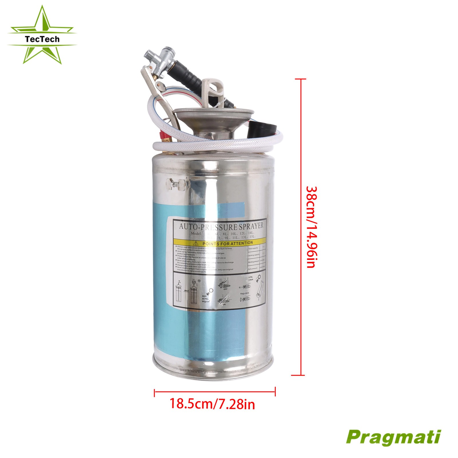 Stainless Steel Sprayer 1.5 Gallon Hand Pump sprayer Lawn and Garden Cleaning