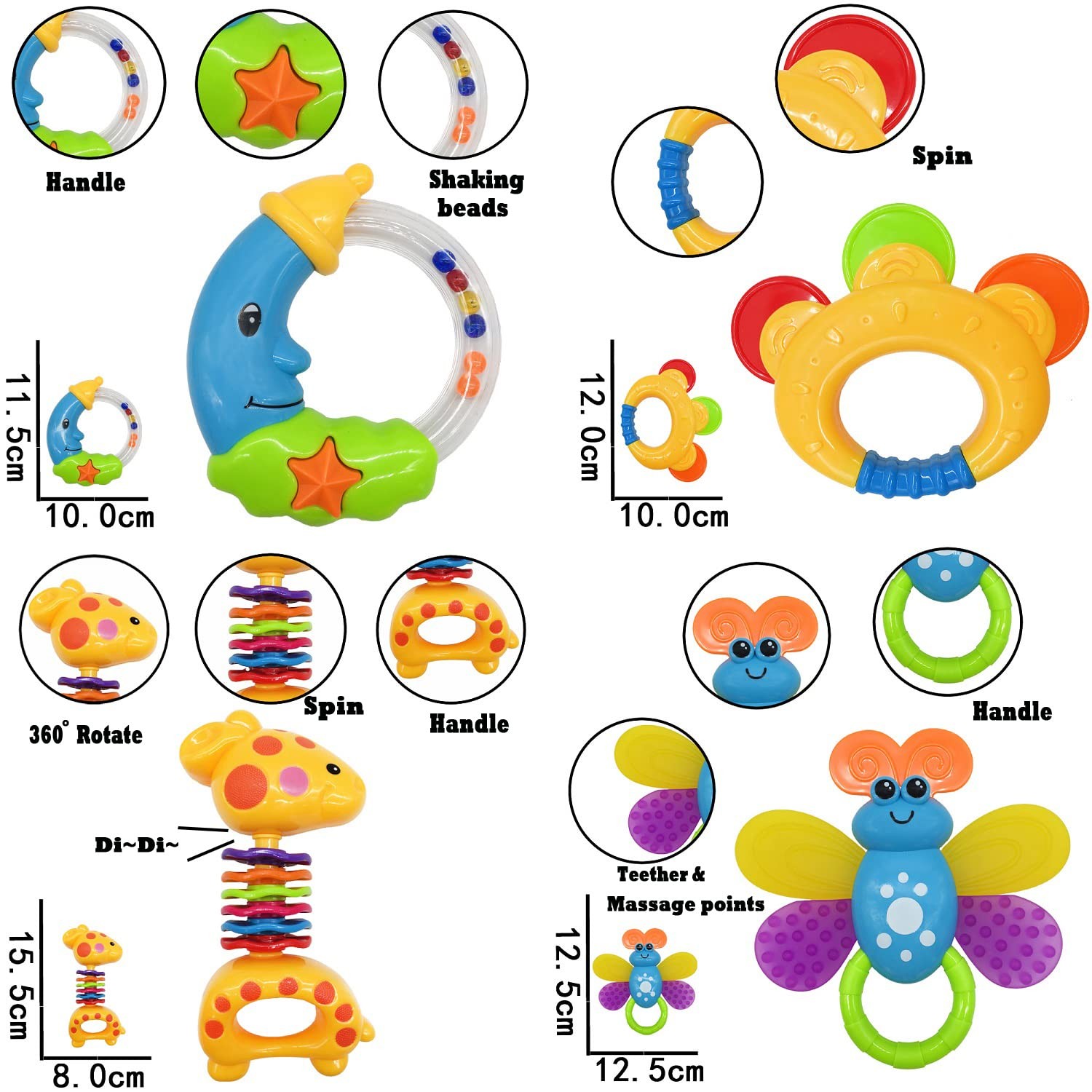 Baby Toys 0-6 Months Infant Toys 0-3 Months Infant Rattles Baby Rattle Teether