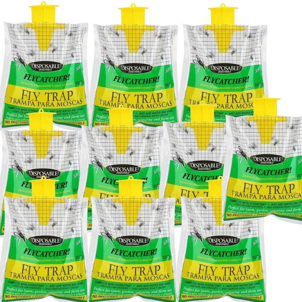 NEW 10 pack Outdoor Fly Traps Disposable Hanging Outdoor Catcher Bag Mosquito
